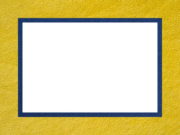 Mavi-sarı desenli dekoratif dikdörtgen çerçeve, serbest beyaz alan.