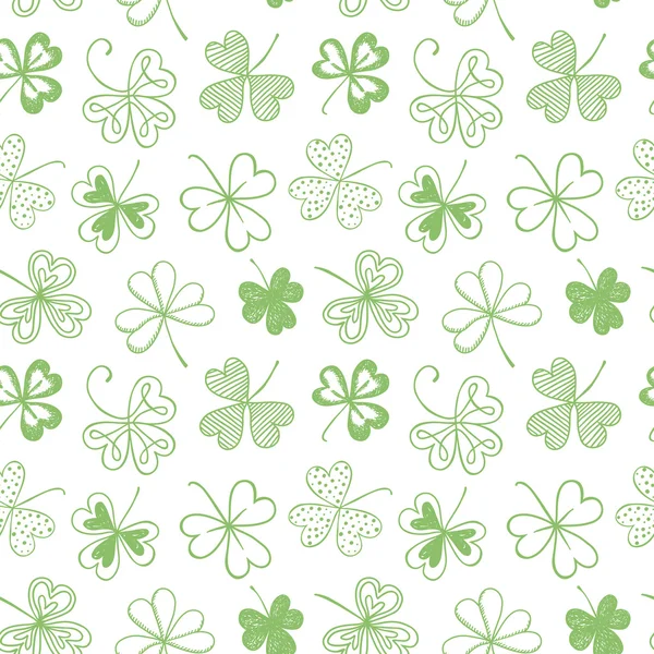 Seamless background with three leaf clover — Stock Vector