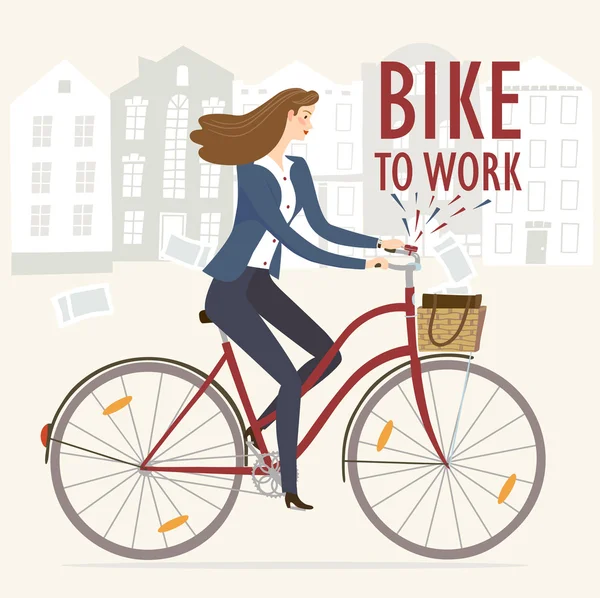 Illustrazione vettoriale bici al lavoro — Vettoriale Stock