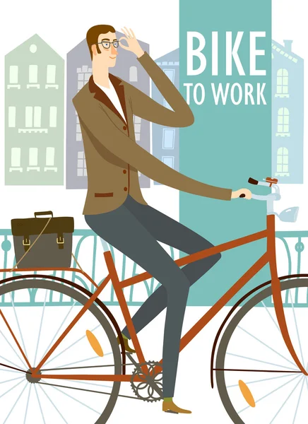 Illustrazione vettoriale bici al lavoro — Vettoriale Stock