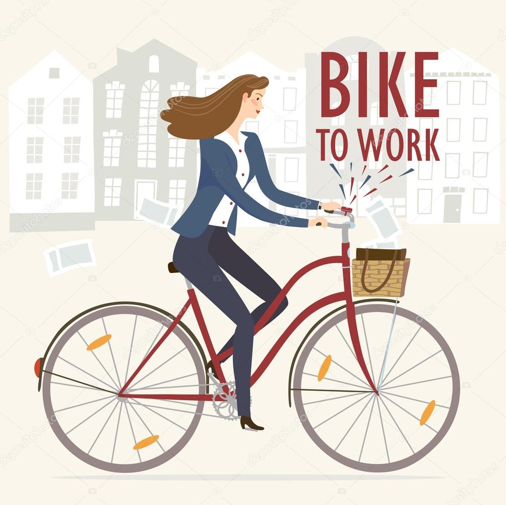 Bike to work vector illustration Stock Vector by ©shtonado 101048790