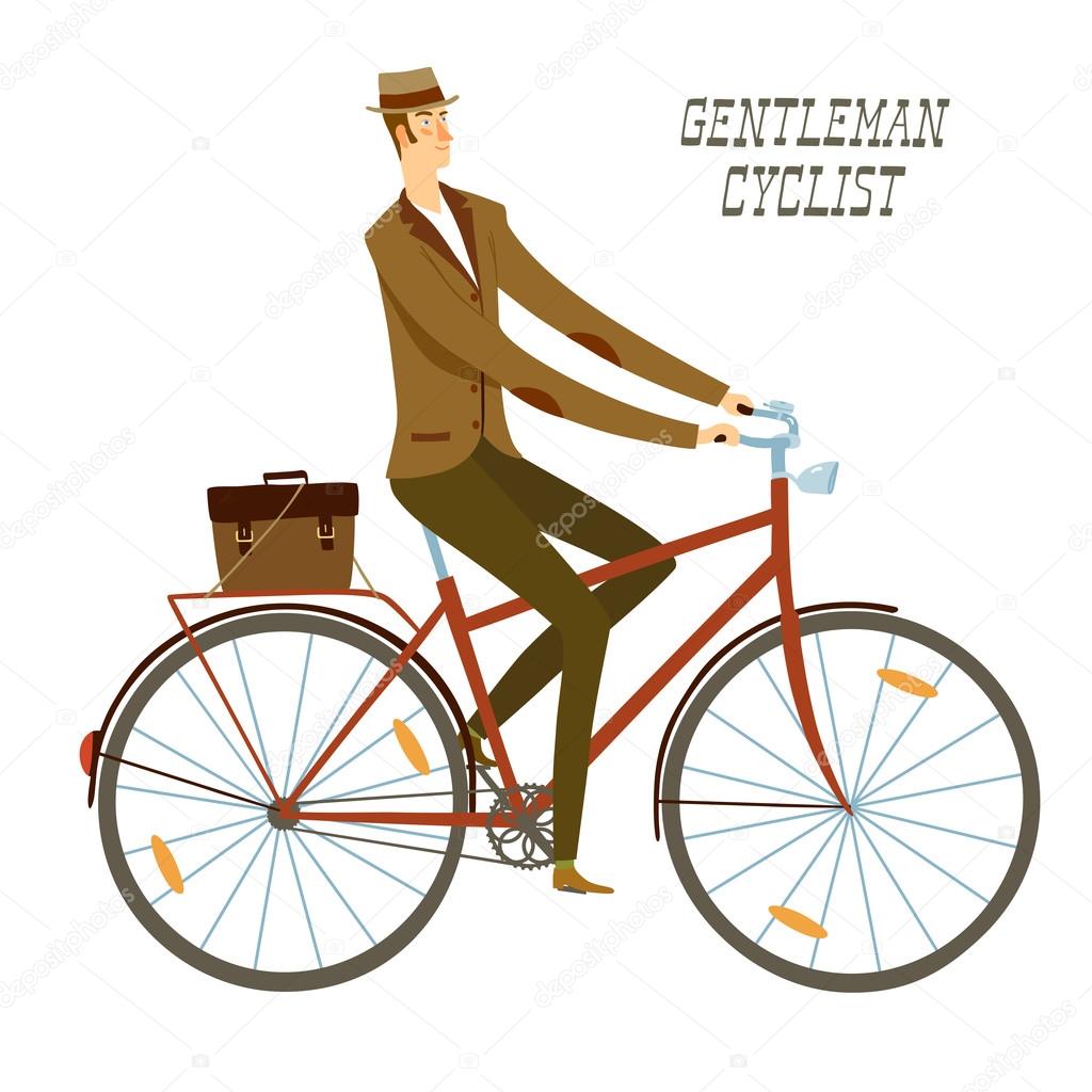City man cyclist vector illustration