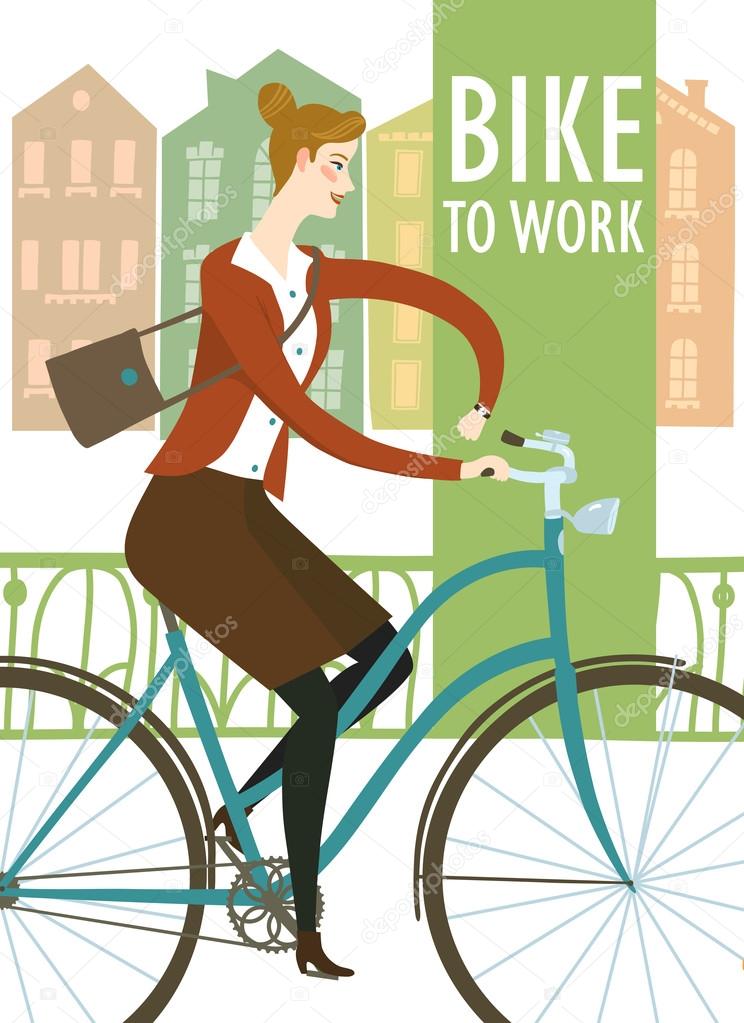 Bike to work vector illustration