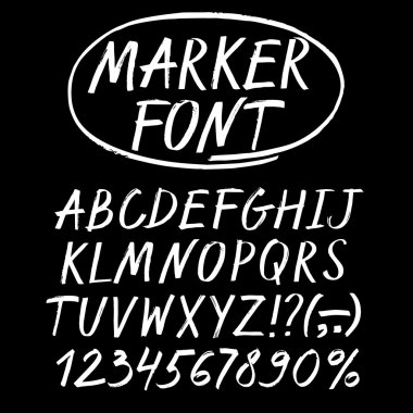 İşaretleyici el çizilmiş vektör yazı tipi