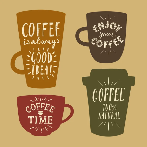 Café para llevar ilustraciones vintage conjunto — Vector de stock