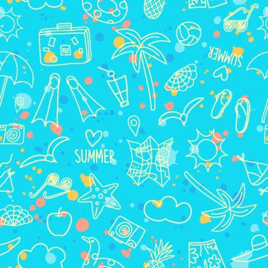 Yaz tatili doodle sıçrama ile seamless modeli