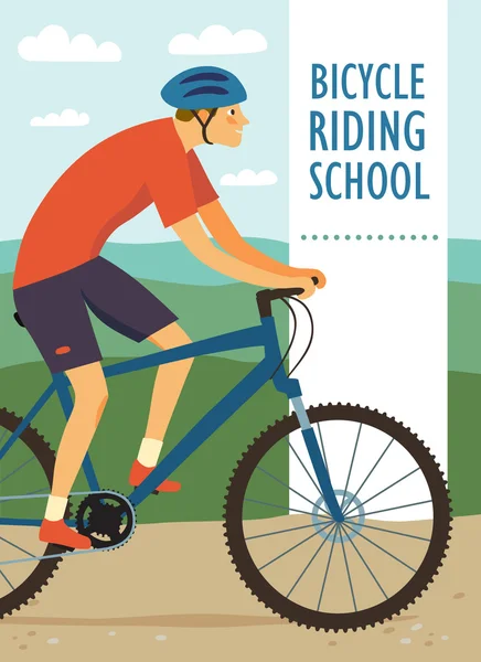 Bicycle riding school poster — Stock Vector