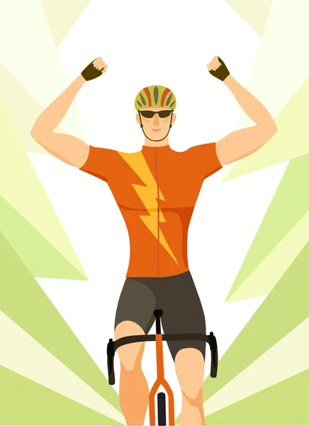 Győztes versenyző közúti kerékpáros poszter — Stock Vector