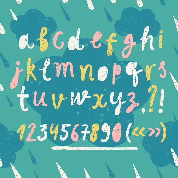 Кисть дитячий текстурований векторний шрифт — стоковий вектор