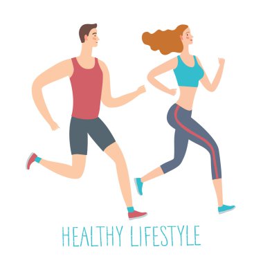 Karikatür çalışan erkek ve kadın