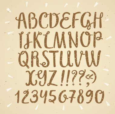 Dokulu vektörel yazı tipi fırça el çekilmiş