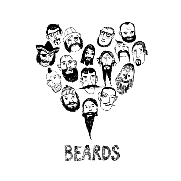 Divertida ilustración de barbas — Vector de stock