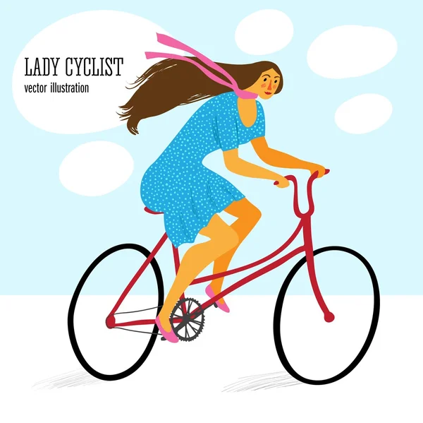 Aranyos hölgy kerékpáros — Stock Vector