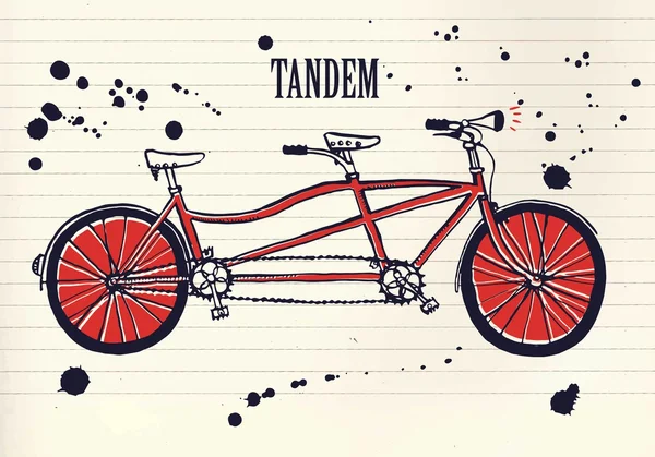 Desenho de bicicleta em tandem —  Vetores de Stock