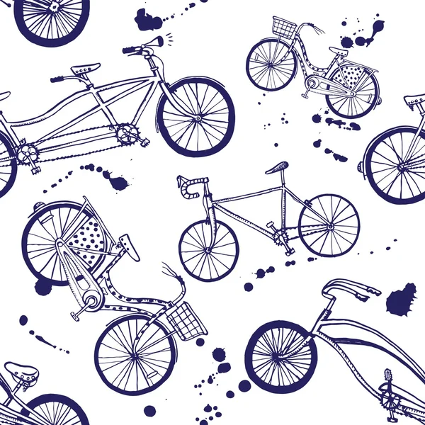 Bicycle hand drawn pattern — Stock Vector