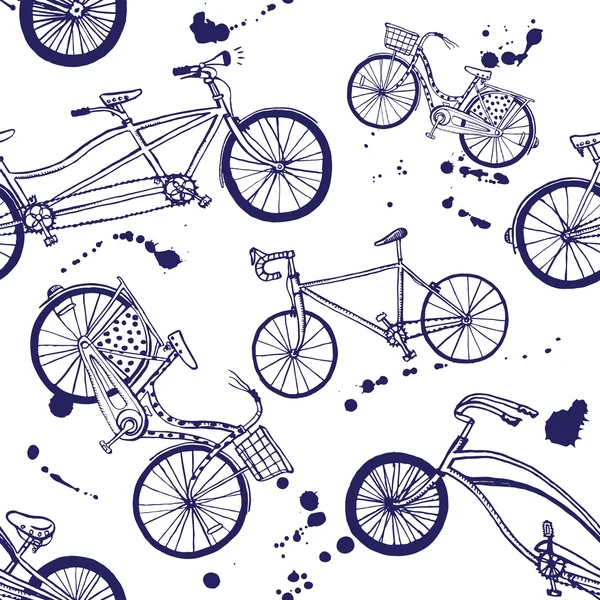 Patrón de bicicleta dibujado a mano — Vector de stock