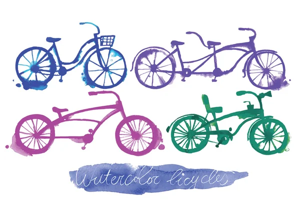 水彩自転車セット — ストックベクタ