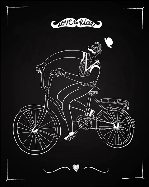 Cycliste sur fond de tableau noir — Image vectorielle