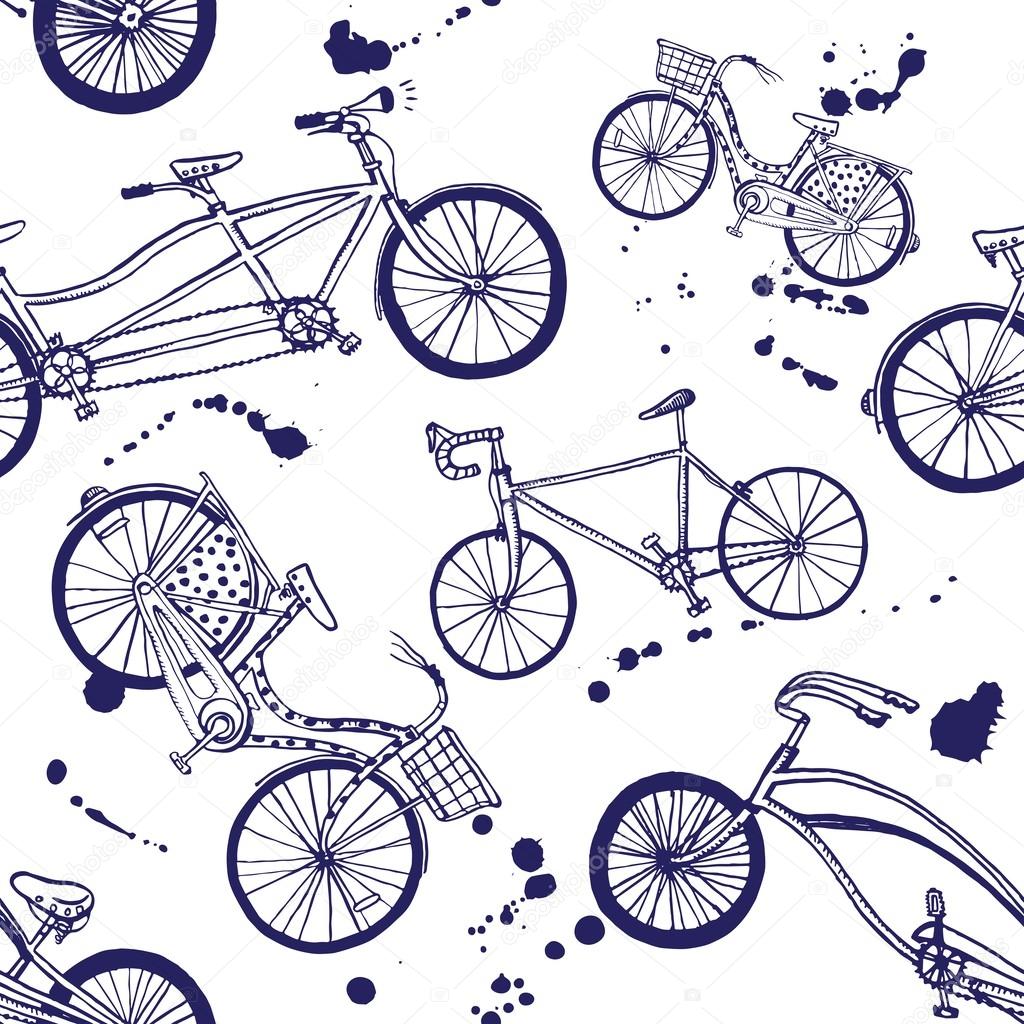 Bicycle hand drawn pattern