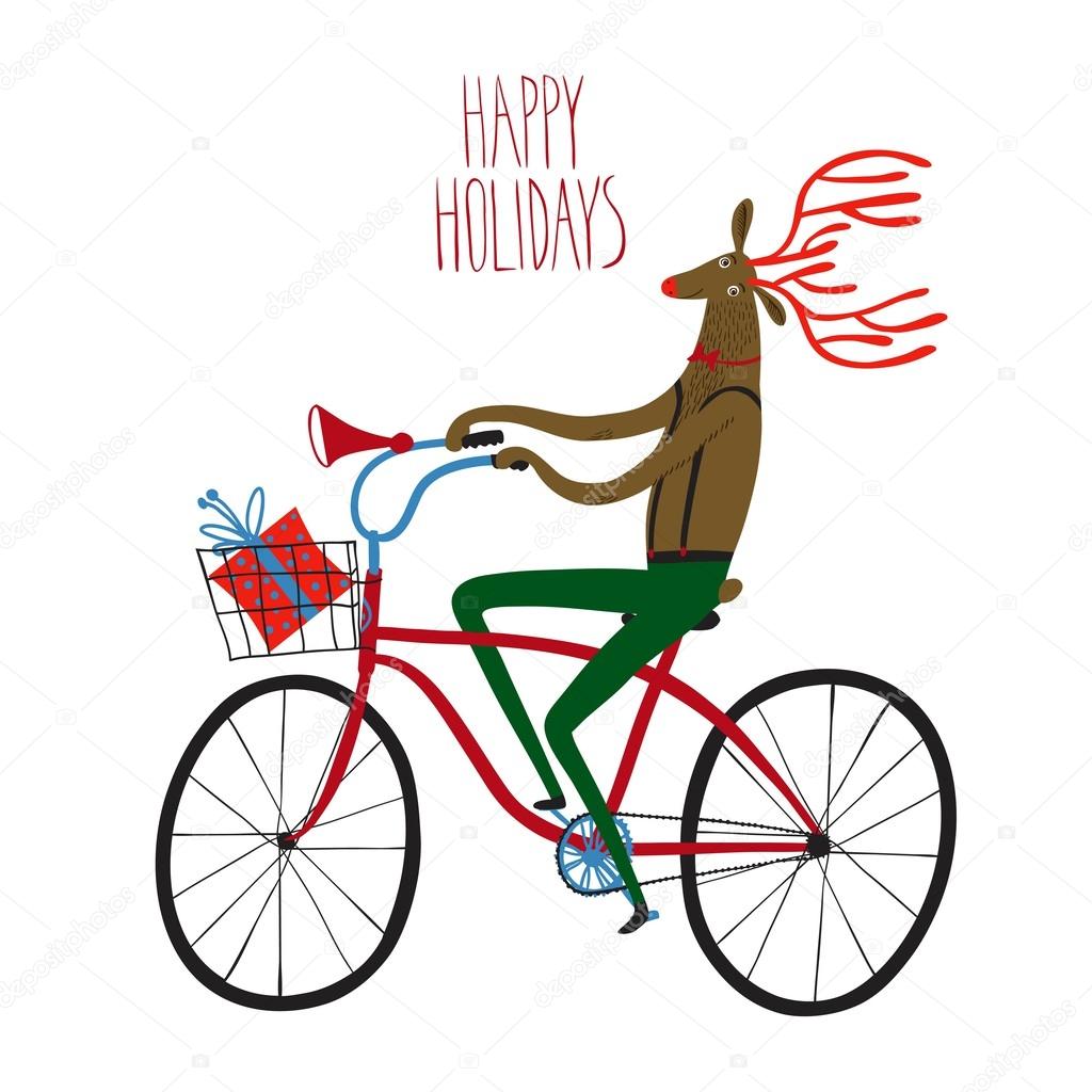 Christmas reindeer cyclist