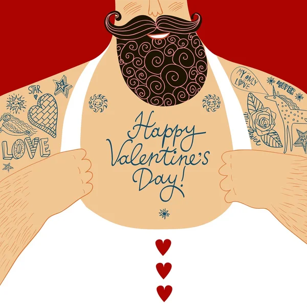 Valentine'nın çizgi film erkek göğüs vektör — Stok Vektör