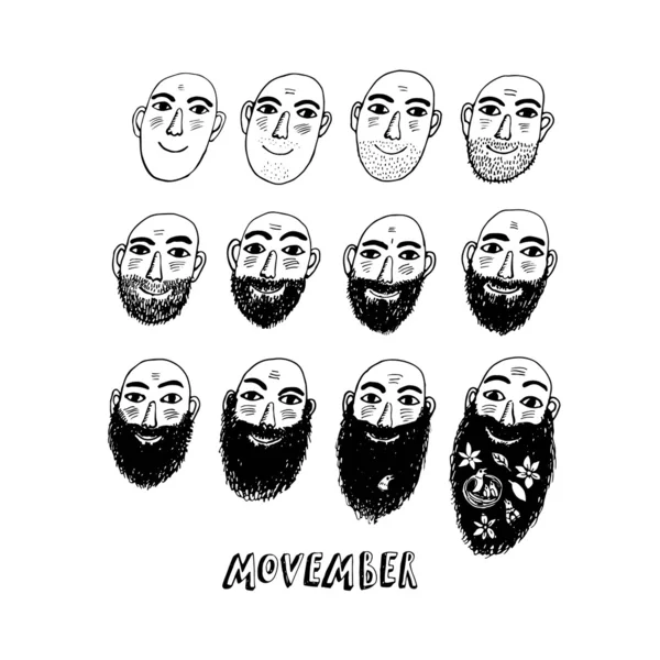 Llustración de la barba en crecimiento — Vector de stock