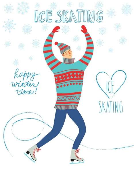 Cartoon ice skater  illustration — Stock Vector