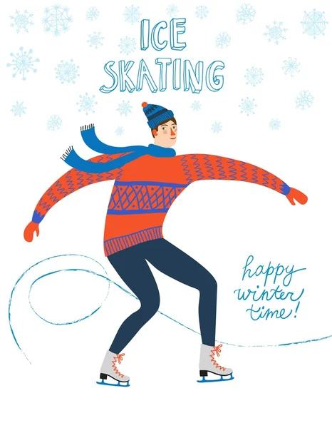 Ilustración de patinador de hielo de dibujos animados — Vector de stock