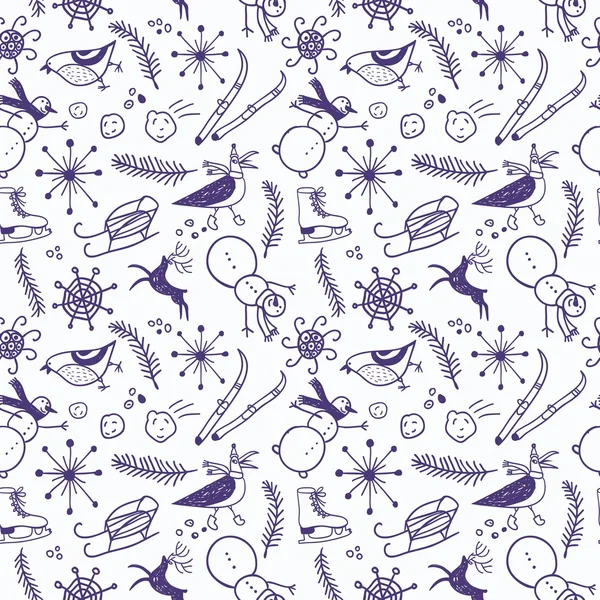 Doodle naadloze winter patroon — Stockvector