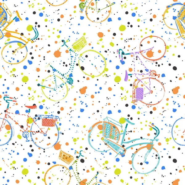 Colorful city bicycles pattern
