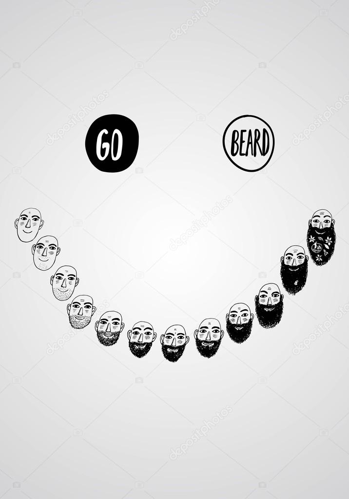 Funny illustratoin with growing beards