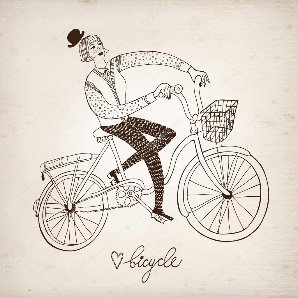 Retro girl cyclist
