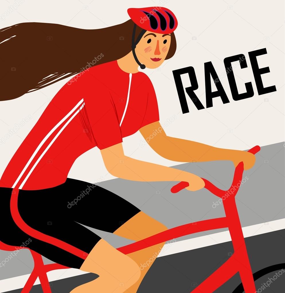 Racing lady cyclist poster