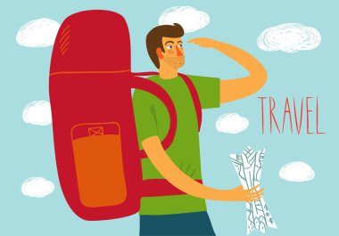 Backpacker illüstrasyon
