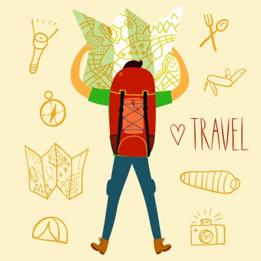 Backpacker illüstrasyon