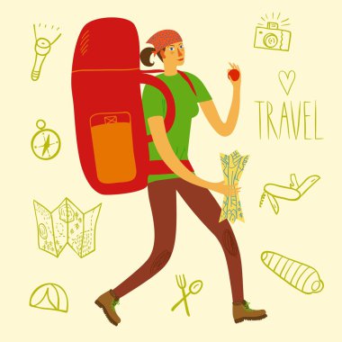 Backpacker illüstrasyon