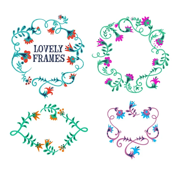 Doodle  hand drawn flower frames — Stock Vector