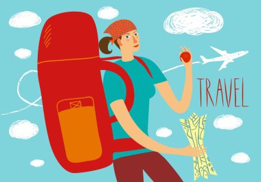 Backpacker illüstrasyon