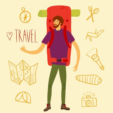 Backpacker illüstrasyon