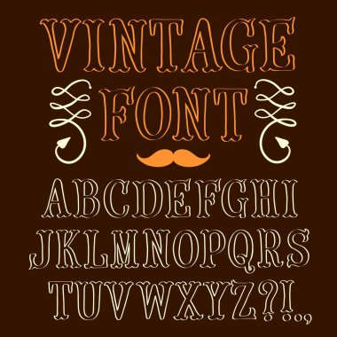 Vintage el yazılı vektör yazı tipi