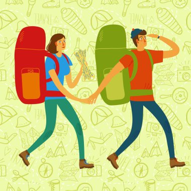 Backpacker illüstrasyon