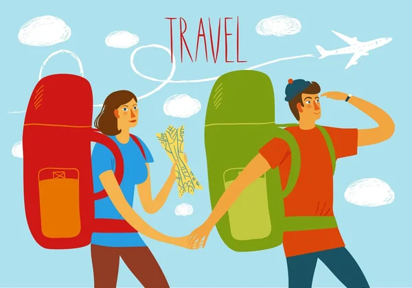 Illustrazione Backpacker — Vettoriale Stock