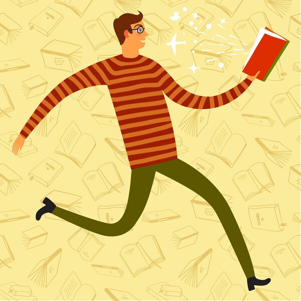 Симпатичный мужчина с книгой в руке
