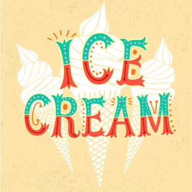 Eski arka plan üzerine karikatür dondurma poster