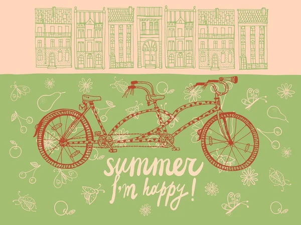 Καλοκαίρι ποδήλατο παράλληλα — Διανυσματικό Αρχείο