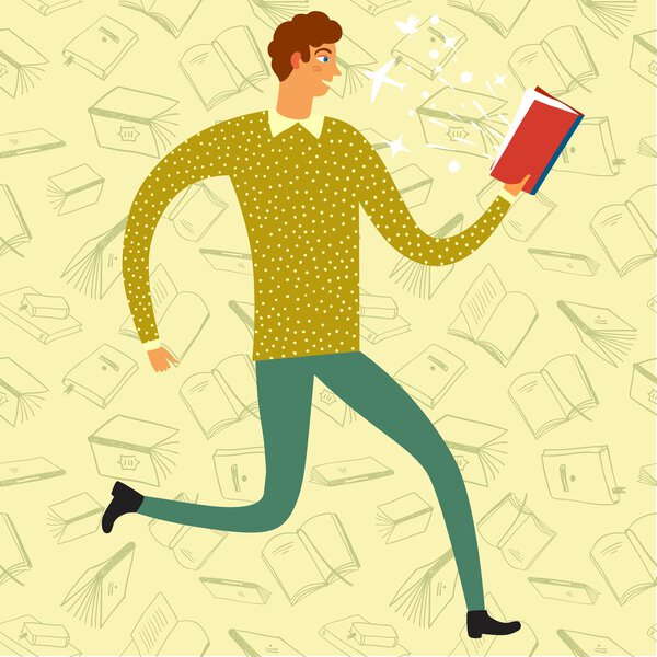 Симпатичный мужчина с книгой в руке
