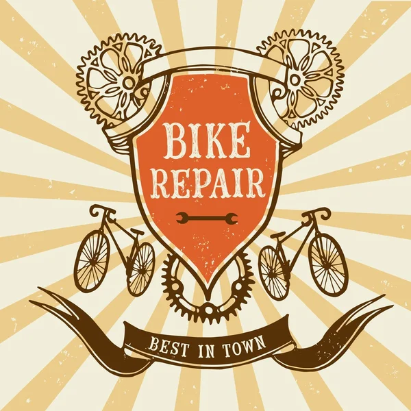 Logo de réparation de vélo vintage — Image vectorielle