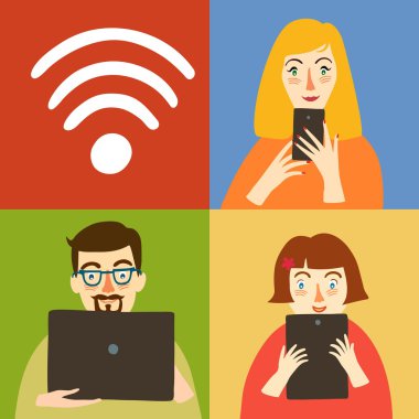 Wi-fi illustration with peole