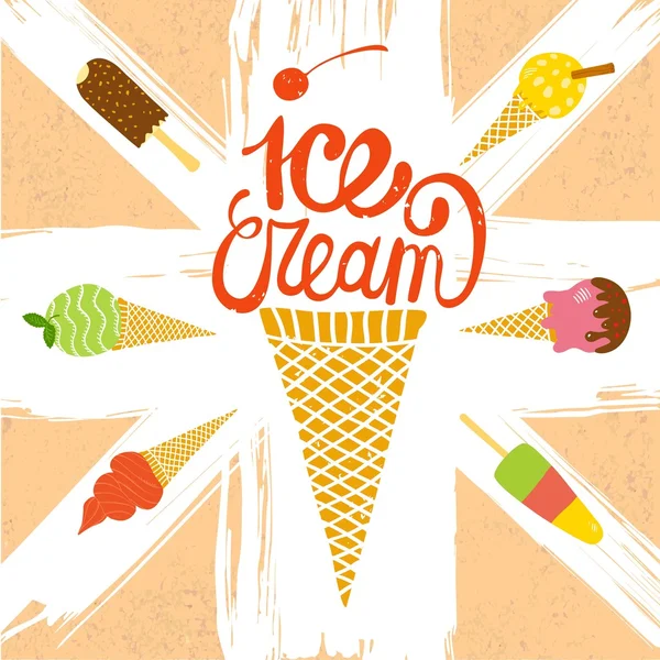 Hand drawn ice cream set — Stock Vector