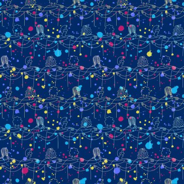 Mutlu arkadaş doodle desen